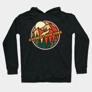 Vintage Catskill, New York Mountain Hiking Souvenir Print Premium Hoodie